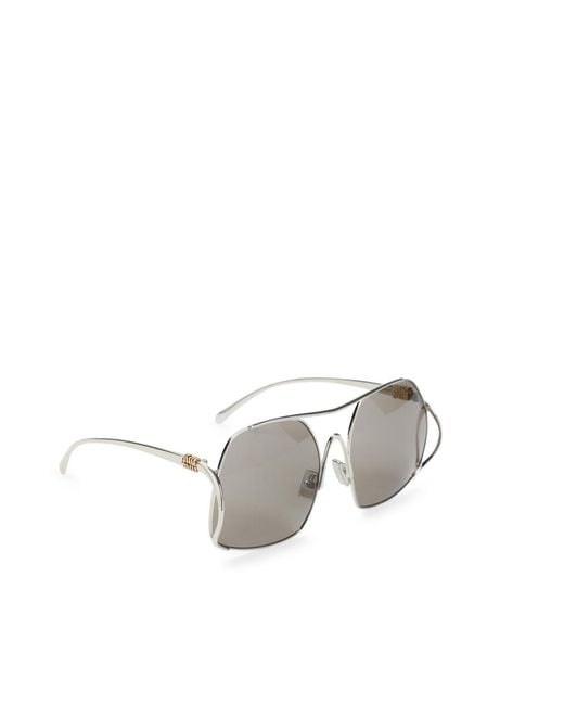 Miu Miu White Eyewear Pilot Frame Full Rim Sunglasses