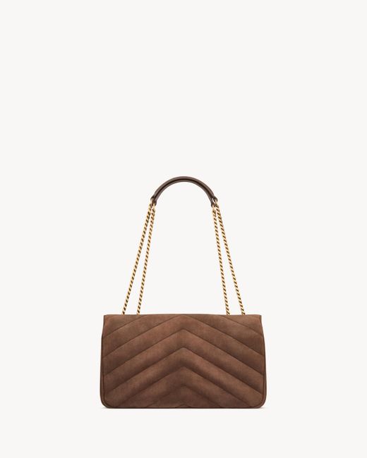 Saint Laurent Brown Loulou Logo Plaque Medium Shoulder Bag