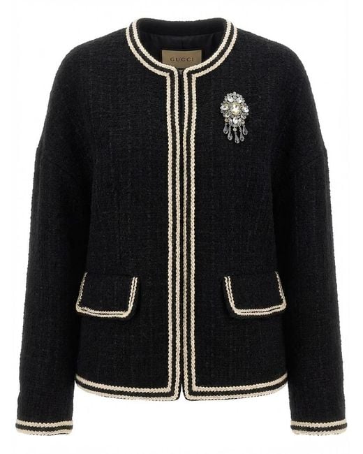 Gucci Black Interlocking G Tweed Jacket