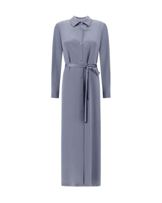 Herno Blue Resort Button Detailed Belted Shirt Dress