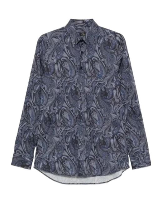 Etro Blue Paisley-Pattern Shirt for men