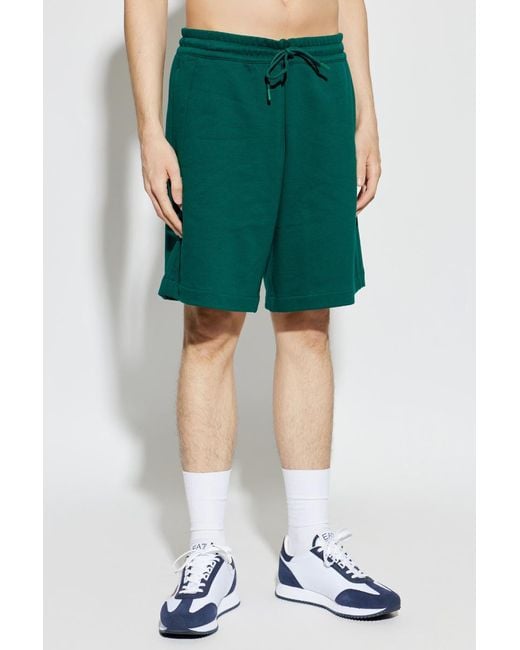 EA7 Green Logo Print Sweat Shorts for men