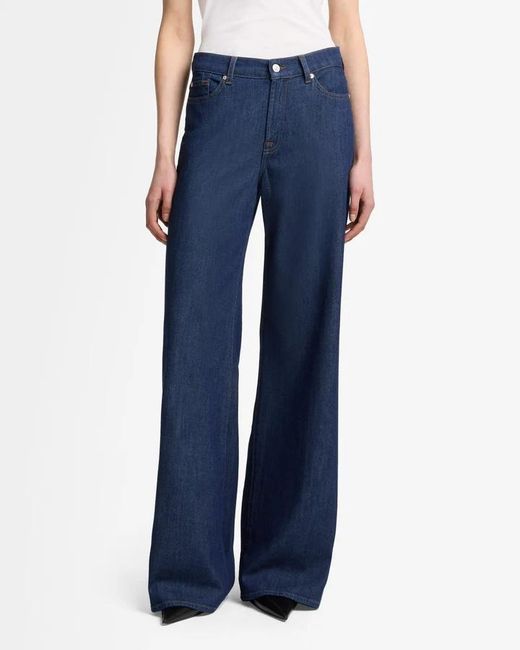 7 For All Mankind Blue High-Waisted Wide-Leg Jeans