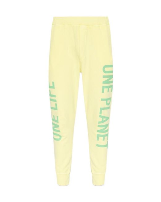 DSquared² Yellow Logo-Print Cotton Track Pants for men