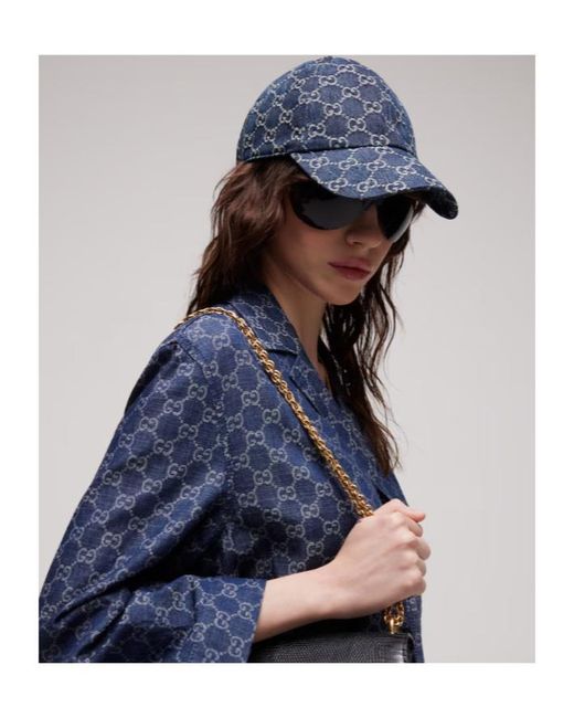 Gucci Blue Gg Cotton Denim Baseball Hat