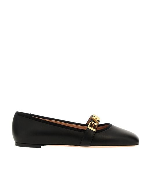 Bally Black Balby Leather Ballerina Shoes