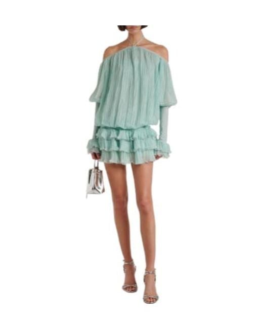 Blumarine Blue Silk Chiffon Minidress