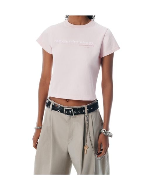 Alexander Wang Pink Shrunken Logo T-Shirt