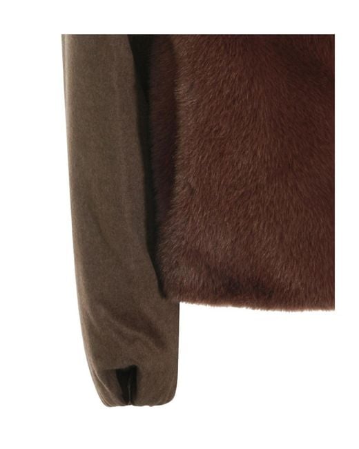 Herno Brown Faux Fur Panel Jacket