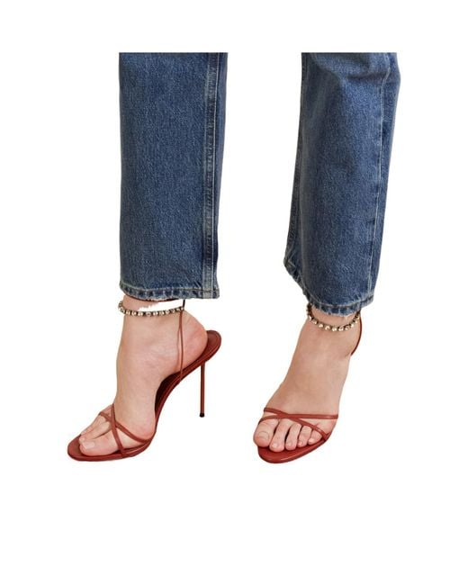 Paris Texas Pink Embellished Lace-Up Leather Sandals