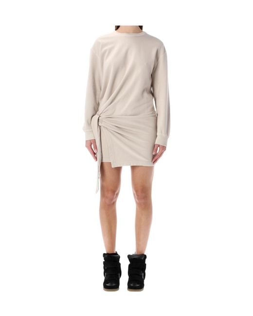 Isabel Marant Natural Marant Étoile Zae Cotton Mini Sweatshirt Dress