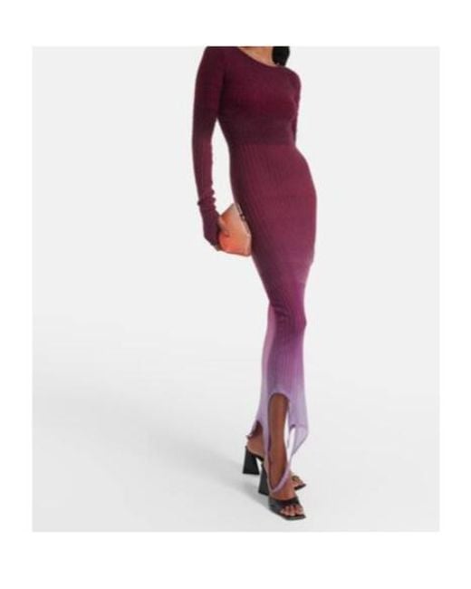 The Attico Purple Reversible Colorblocked Midi Dress