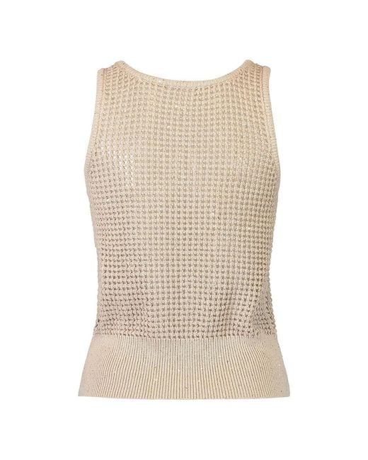 Brunello Cucinelli Natural Sleeveless Knitted Tank Top