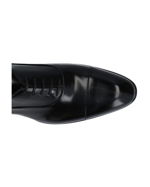 Santoni Black Oxford Lace-Up Shoes for men