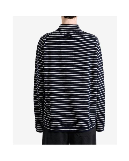 The Elder Statesman Blue Superlight Striped Long-Sleeve Polo Shirt for men