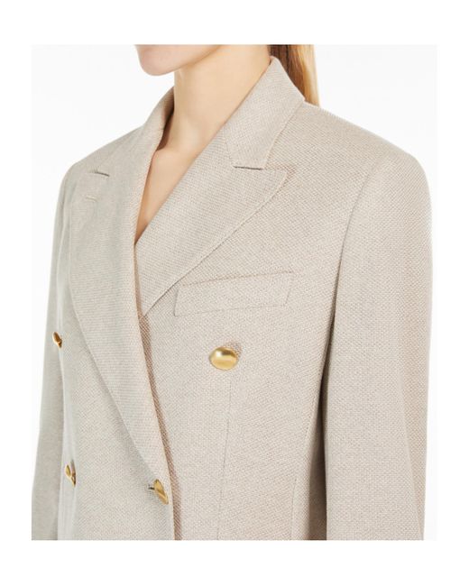 Max Mara White Double-Breasted Long-Sleeved Jacket