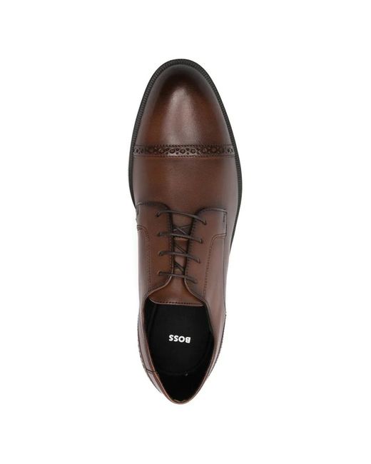 Boss Brown Brogue Leather Oxford Shoes for men