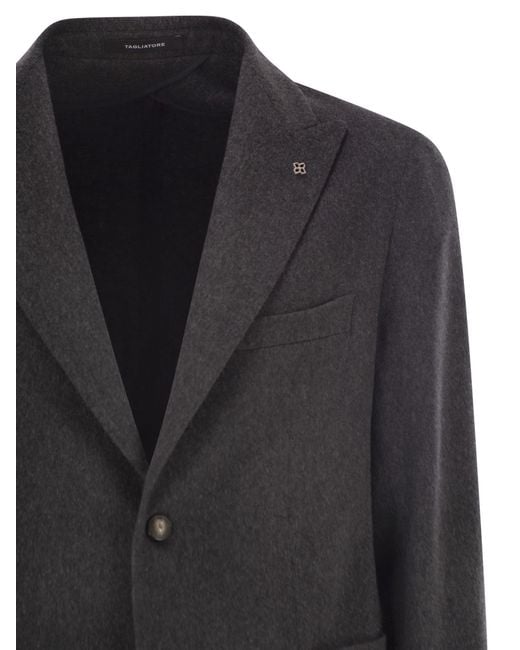 Tagliatore Black Two-Button Patch Pocket Jacket for men