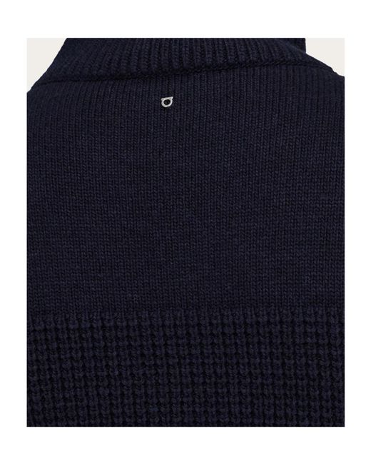Ferragamo Blue High Neck Knitted Sweater for men