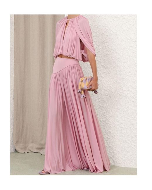 Zimmermann Pink Alchemy Pleated Maxi Skirt