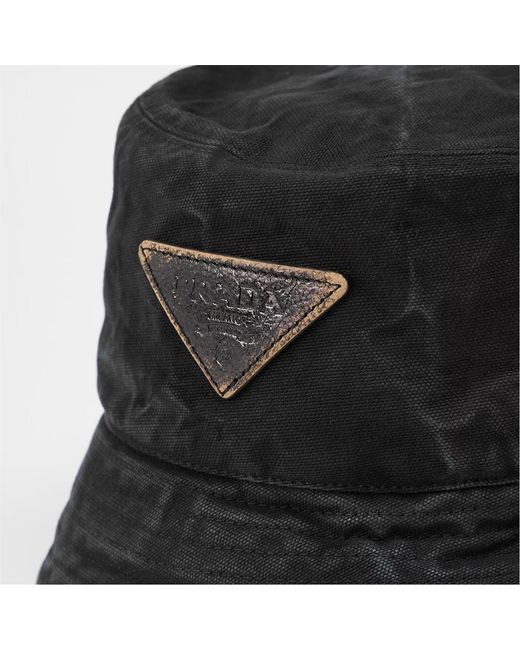 Prada Black Canvas Bucket Hat for men