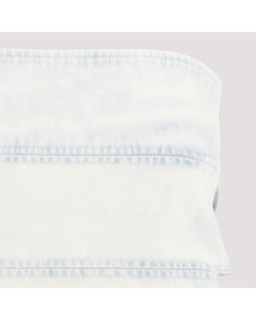 Y. Project White Strapless Asymmetric Hem Denim Top