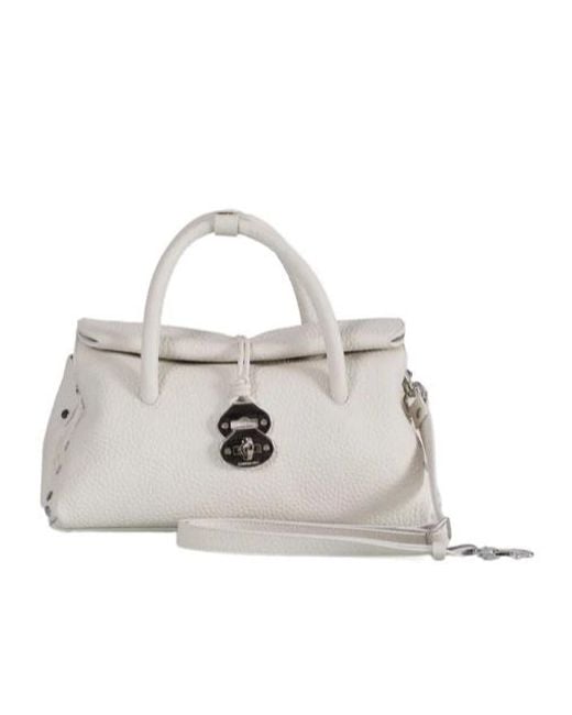 Zanellato White Dotta Centauro Small Top Handle Bag