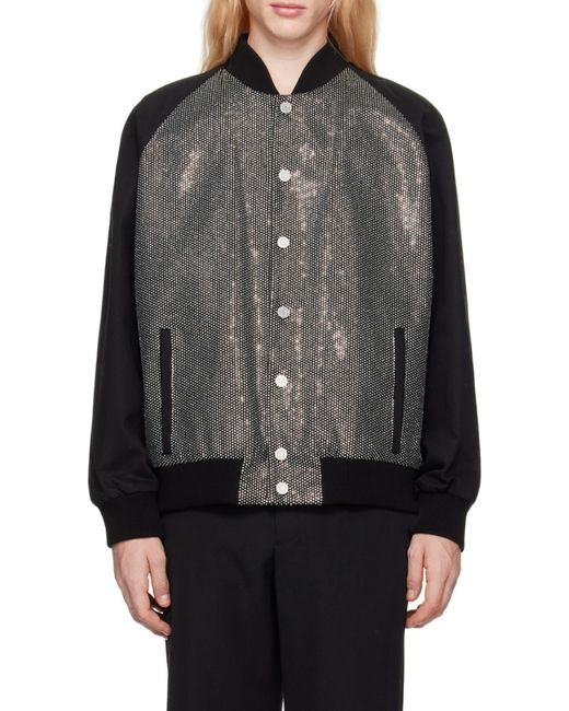 Balmain Black Embellished Bomber Jacket for men