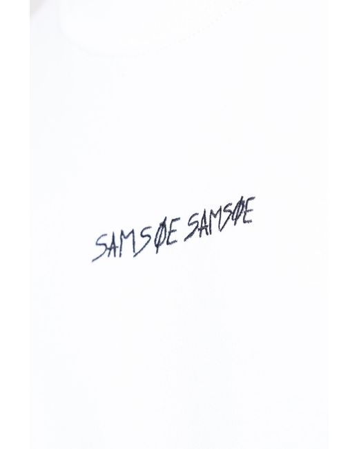Samsøe & Samsøe White Round Neck Short-Sleeved T-Shirt for men