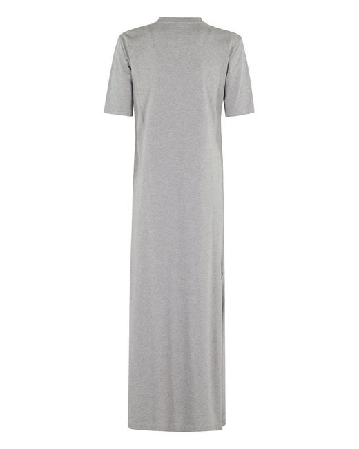 Semicouture Gray Round Neck Short Sleeve Dress