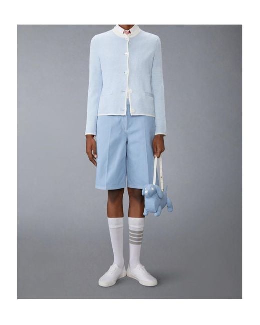 Thom Browne Blue Honeycomb-Knit Jacket