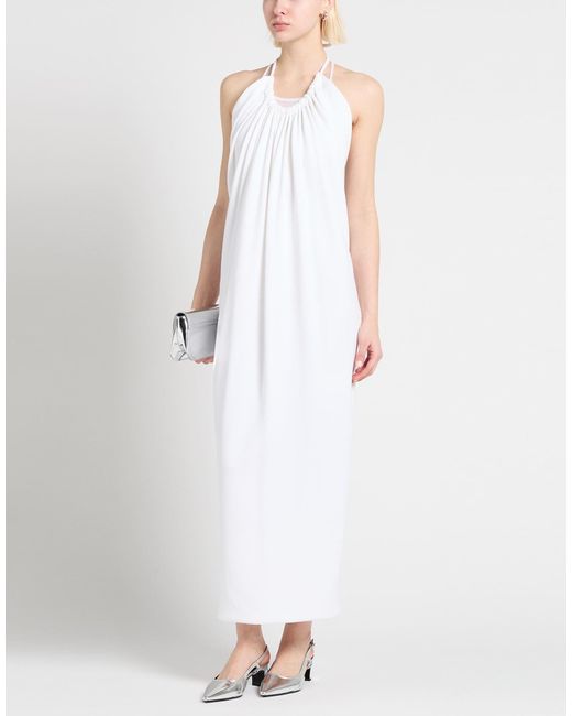 Sportmax White Solid Color Sleeveless Dress