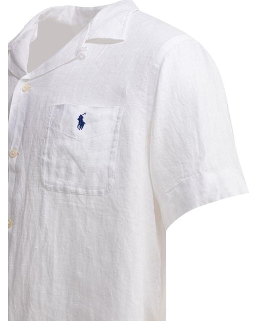 Polo Ralph Lauren White Pony Embroidered Short-Sleeved Shirt for men
