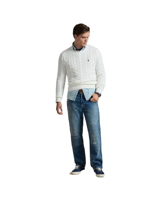 Polo Ralph Lauren White Cable Knit Jumper for men
