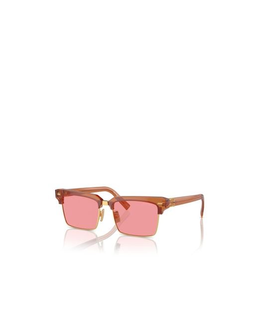Miu Miu Pink Eyewear Square Frame Sunglasses