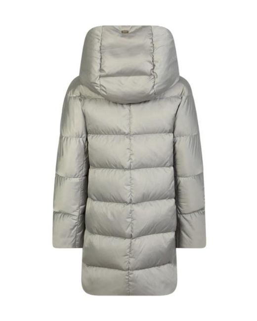 Herno Gray Zip-Up Drawstring Hooded Jacket