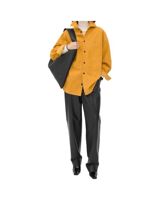 Bottega Veneta Orange Leather Shirt