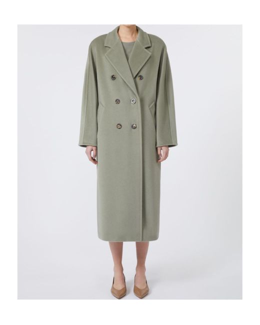 Max Mara Gray Madame Double-Breasted Belted Coat