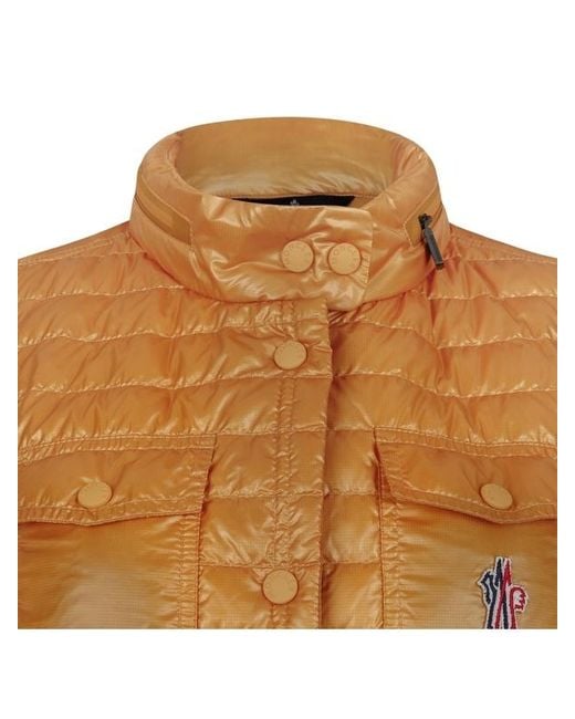 Moncler Brown Grenoble Logo Patch Padded Gilet
