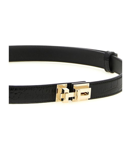 Tom Ford White Croc-Print Metal Buckle Belt