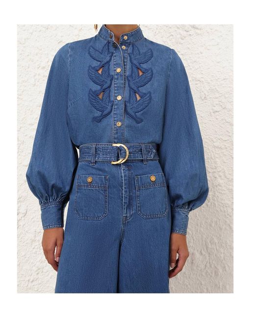 Zimmermann Blue Denim Applique Shirt