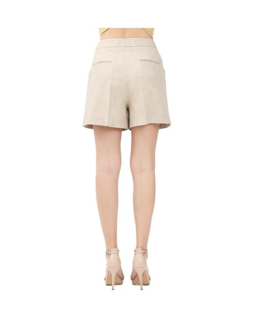 Pinko Natural Pleated Detail Tailored Shorts