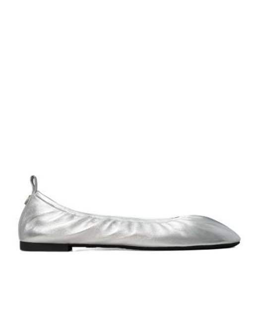 Tory Burch White Eddie 2.0 Ballerina Shoes