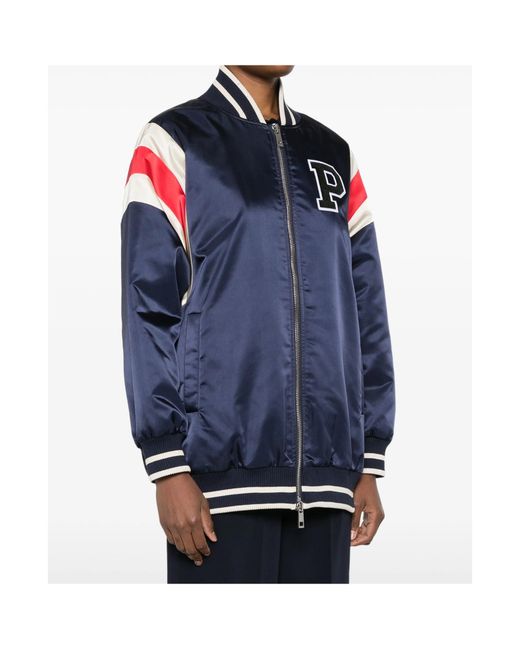 P.A.R.O.S.H. Blue Logo-Patch Bomber Jacket