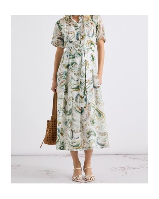 Marella White Cotton And Silk Voile Dress