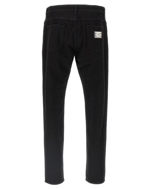Dolce & Gabbana Black Mercury Logo Plaque Straight Leg Jeans for men