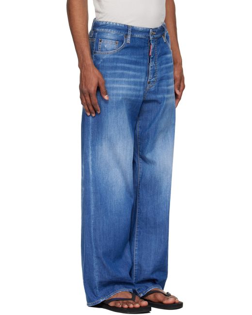 DSquared² Blue Summer Lovers Medium Wash Loose Jeans for men