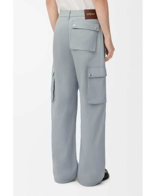 Loewe Gray Logo Patch Cargo Trousers for men