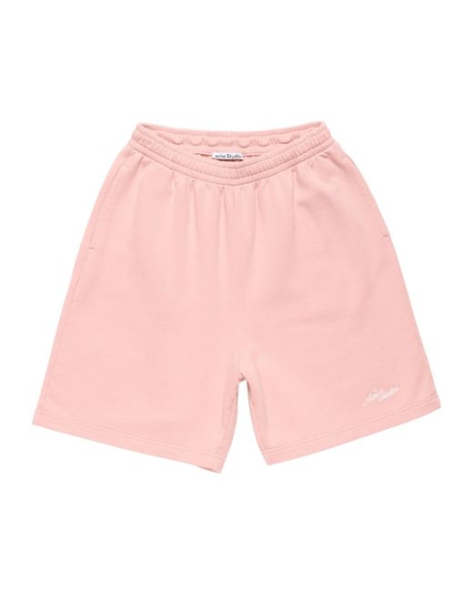 Acne Pink Fleece Shorts With Logo for men