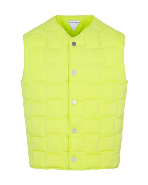 Bottega Veneta Yellow Buttoned V-Neck Padded Vest for men